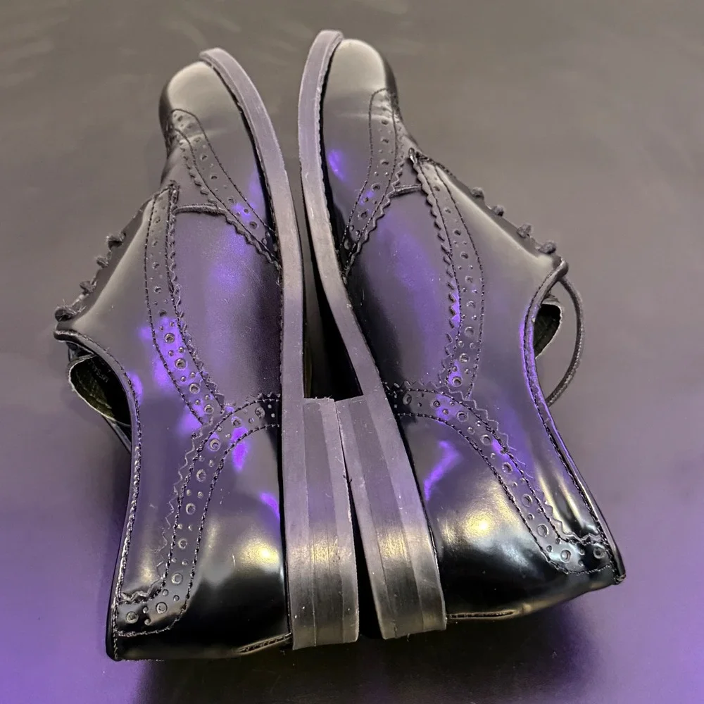 Marc Fisher Sailor Black‎ Leather Wingtip Brogue Oxfords Womens 6.5 M Academia